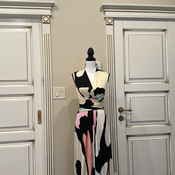 Issa London Silk Jersey V neck Dress Multi Print US 2 UK 6 - Picture 8 of 16